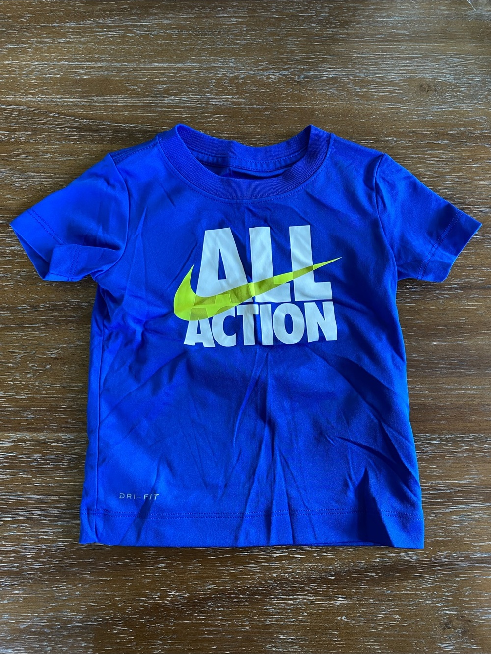 Nike 2T Blue 'All Action' Short Sleeve Tee with Lime Swoosh